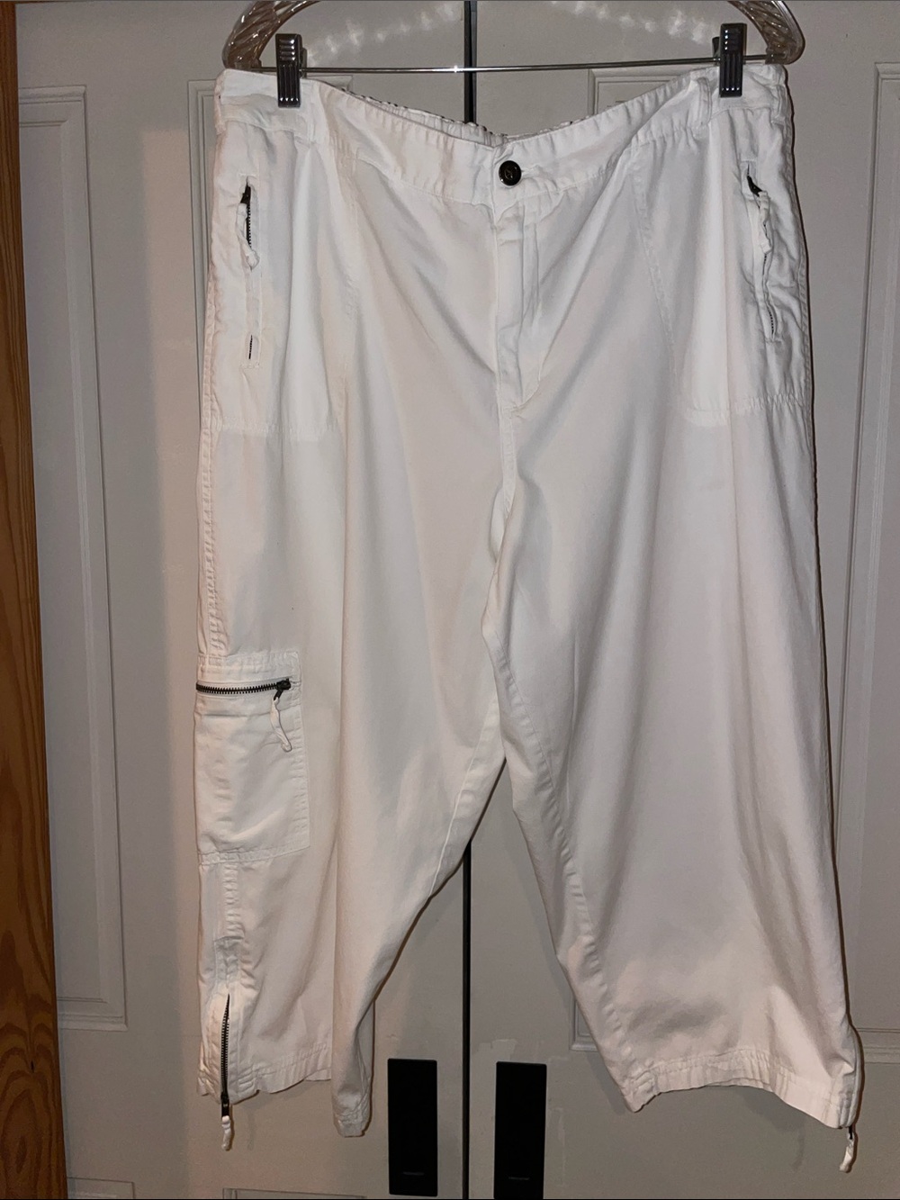 White Capris Cargo Pants - Women's
